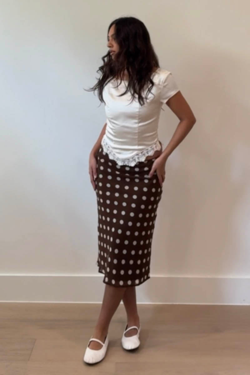 Polka Dot Midi Flare Skirt