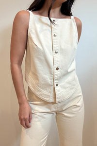Boat Neck Sleeveless Boucle Top