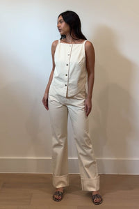 Boat Neck Sleeveless Boucle Top