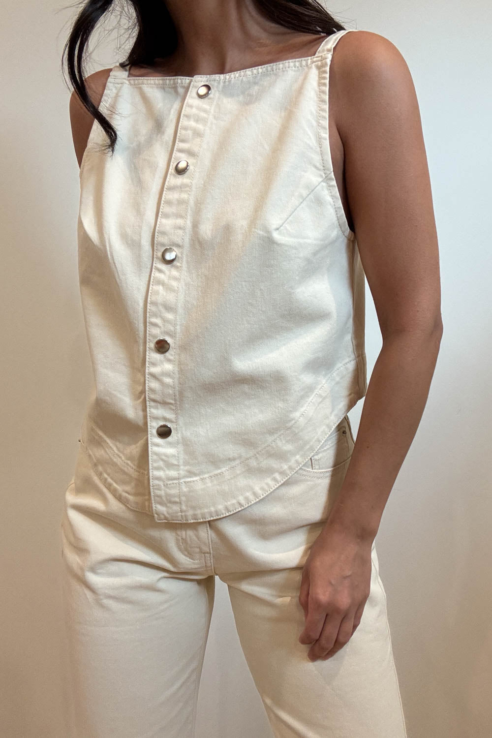 Boat Neck Sleeveless Boucle Top