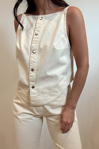 Boat Neck Sleeveless Boucle Top