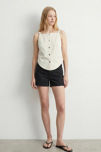 Boat Neck Sleeveless Boucle Top