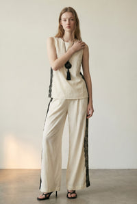 Side Lace Trim Top And Pants Set