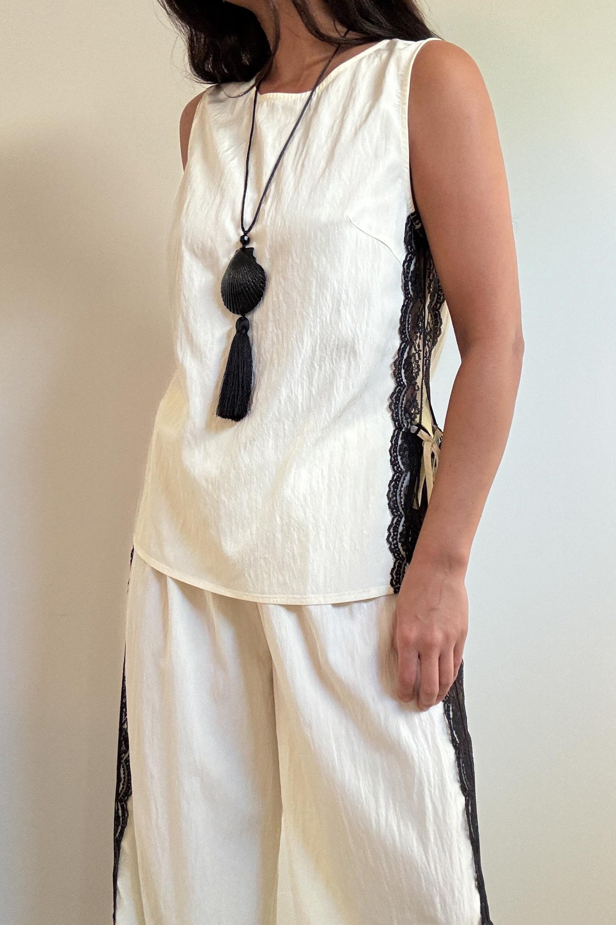 Side Lace Trim Top And Pants Set