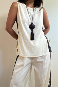 Side Lace Trim Top And Pants Set