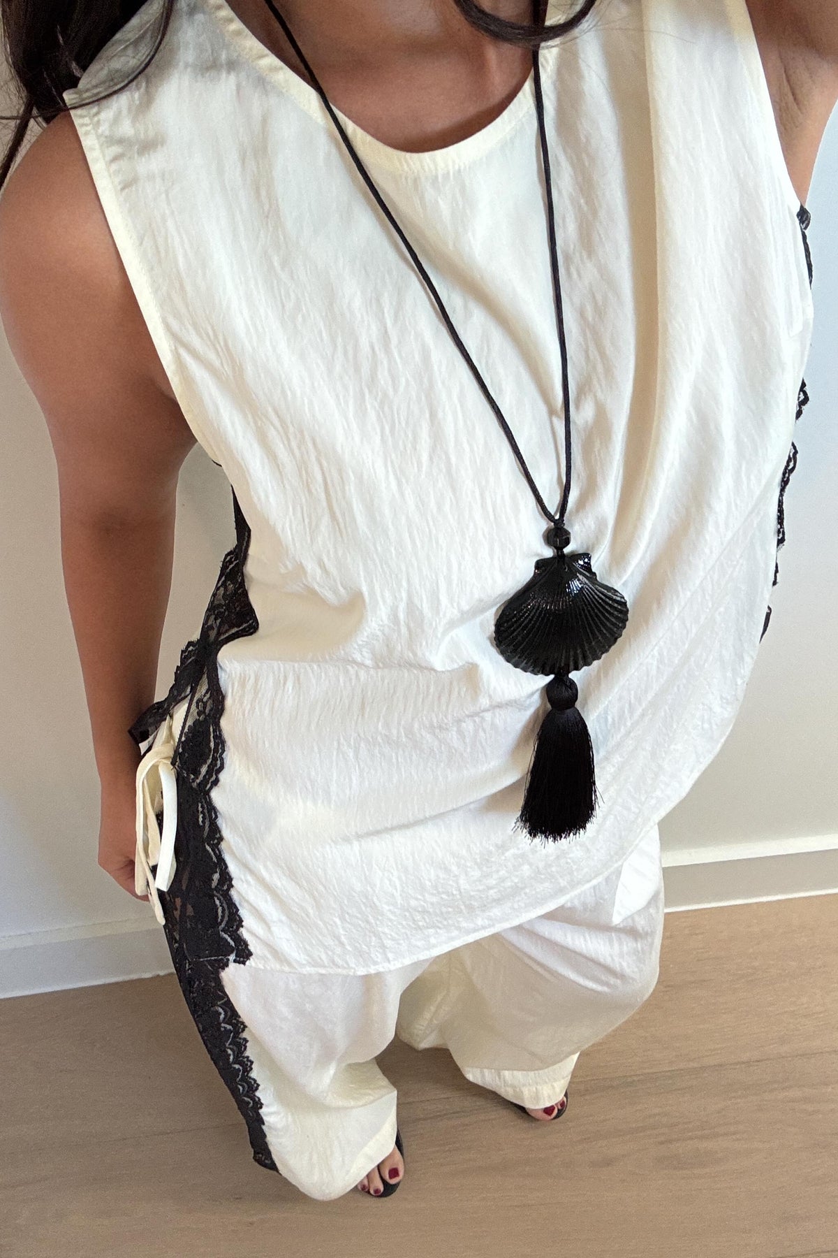 Side Lace Trim Top And Pants Set