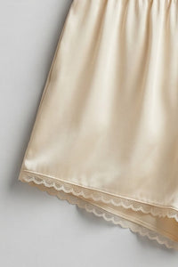 Satin Lace Trim Shorts