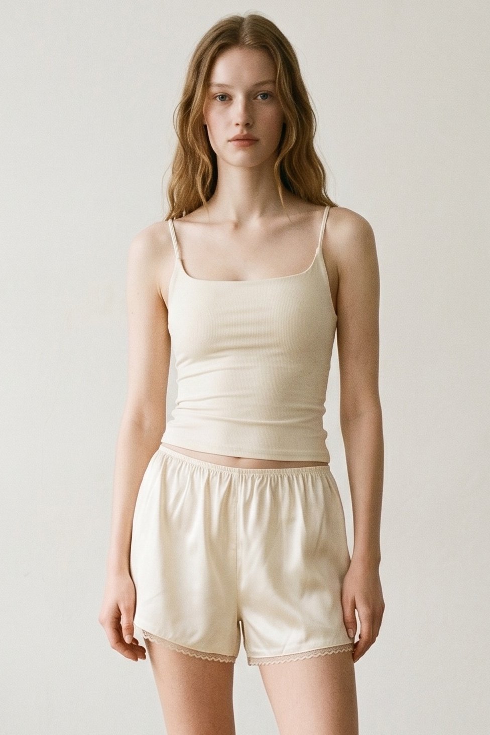 Satin Lace Trim Shorts