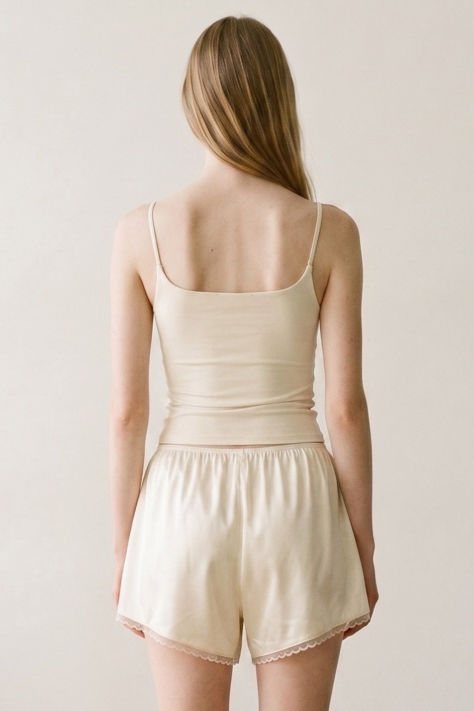 Satin Lace Trim Shorts