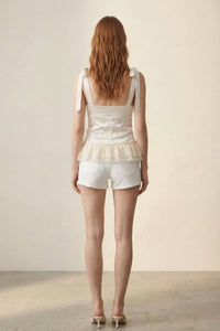 Satin Tie-Up Frill Hem Strappy Top