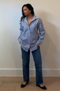 Cotton Striped Oversized Button Down Shirt