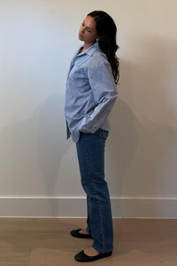 Cotton Striped Oversized Button Down Shirt