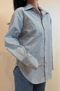 Cotton Striped Oversized Button Down Shirt