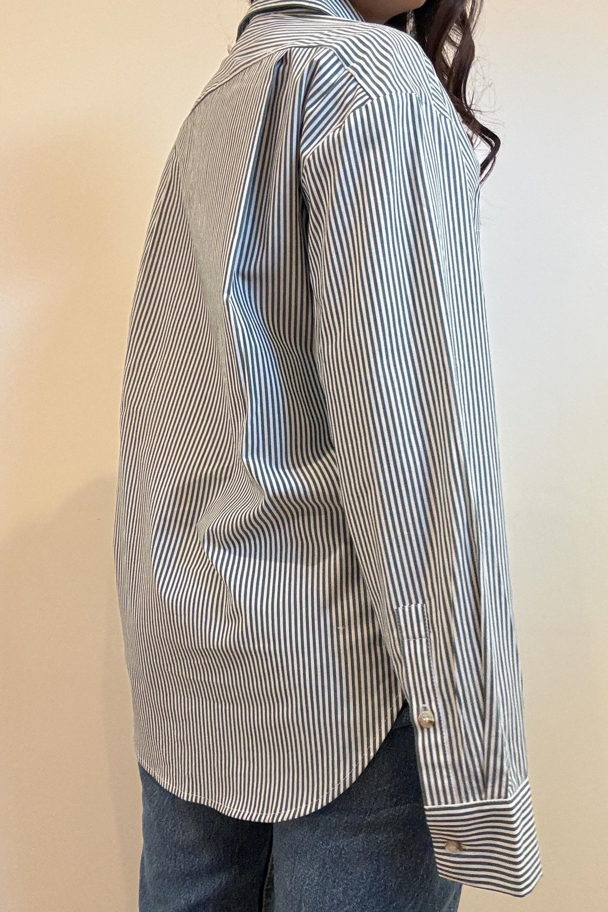Cotton Striped Oversized Button Down Shirt