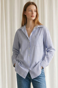 Cotton Striped Oversized Button Down Shirt