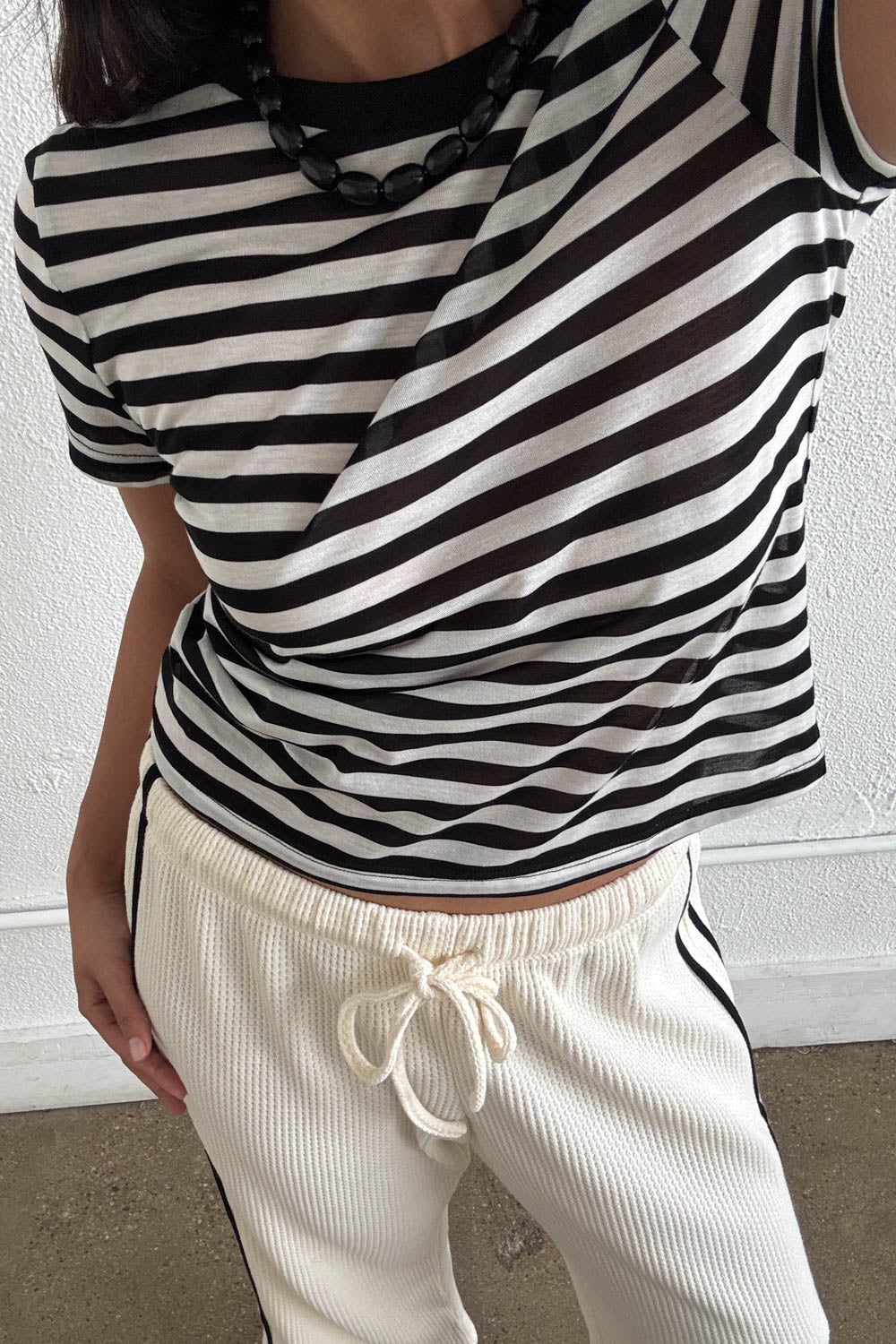 Sheer Striped Slim T-Shirt
