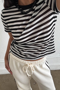 Sheer Striped Slim T-Shirt