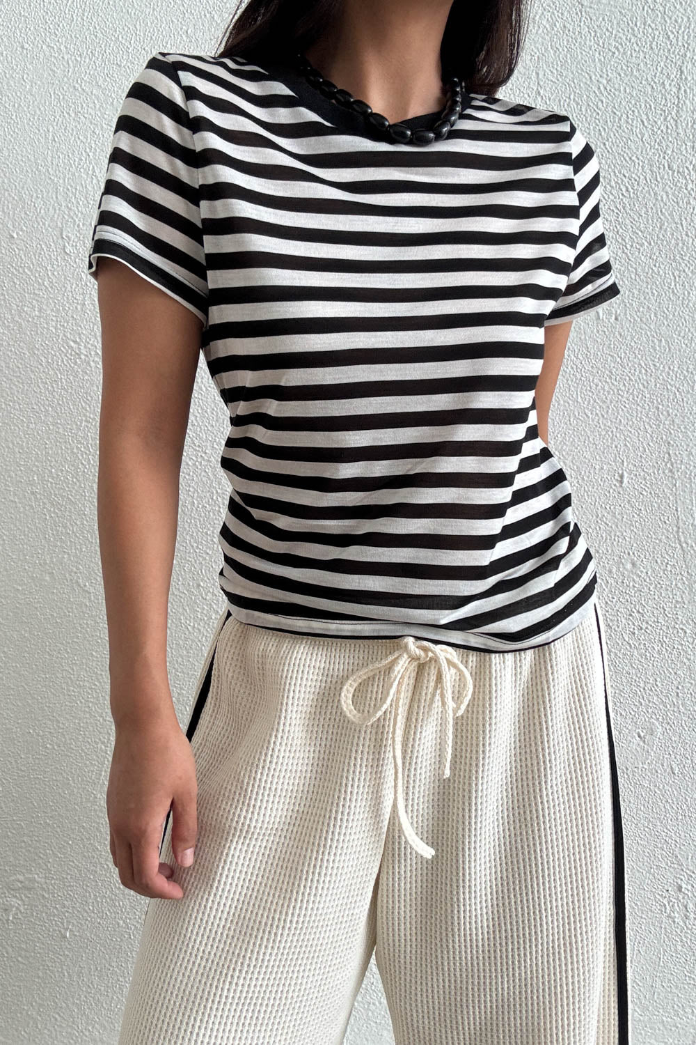 Sheer Striped Slim T-Shirt