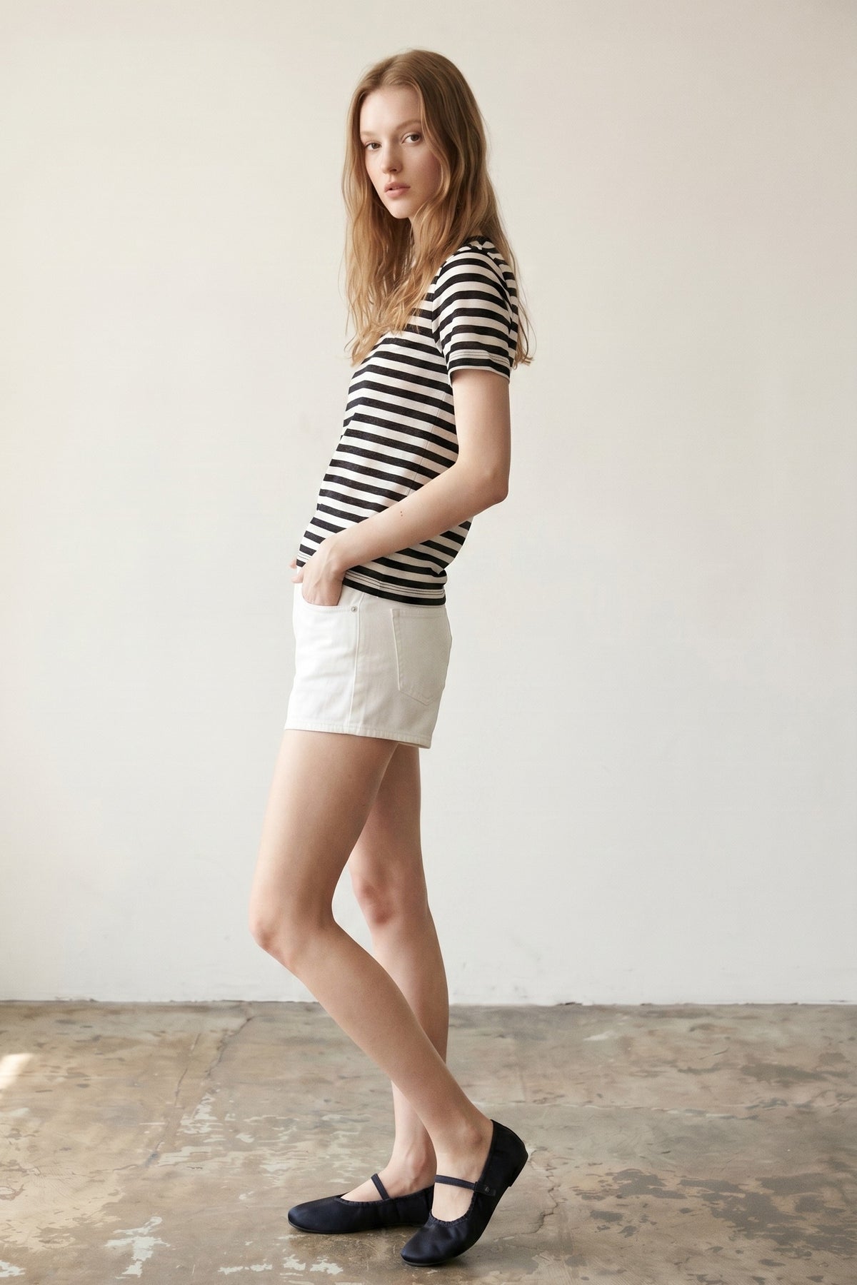 Sheer Striped Slim T-Shirt