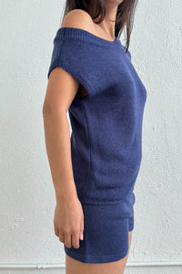 One Shoulder Knit Top and Shorts Set
