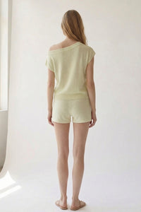 One Shoulder Knit Top and Shorts Set