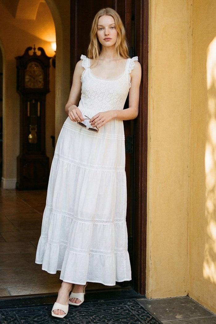 Tiered Ruffled Cotton Maxi Dress
