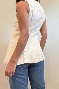 Cable Knit Peplum Sleeveless Top