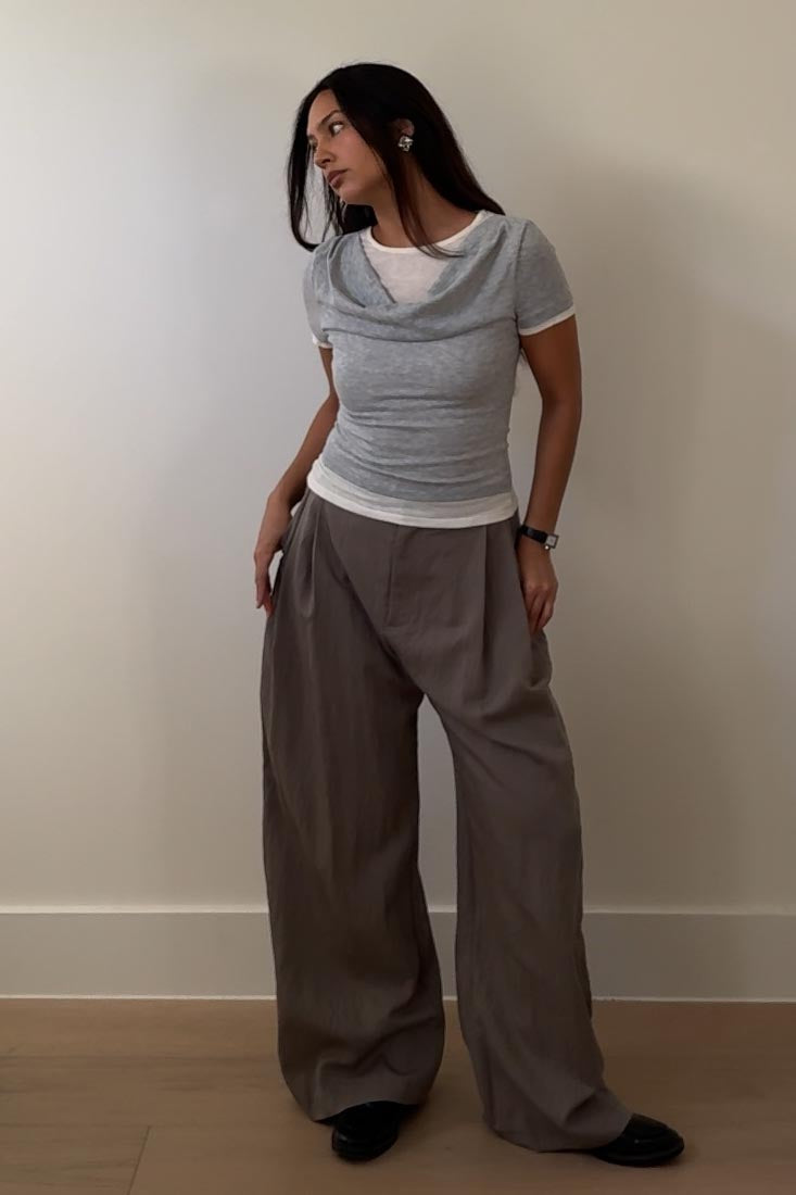 Double Pleat Woven Trousers