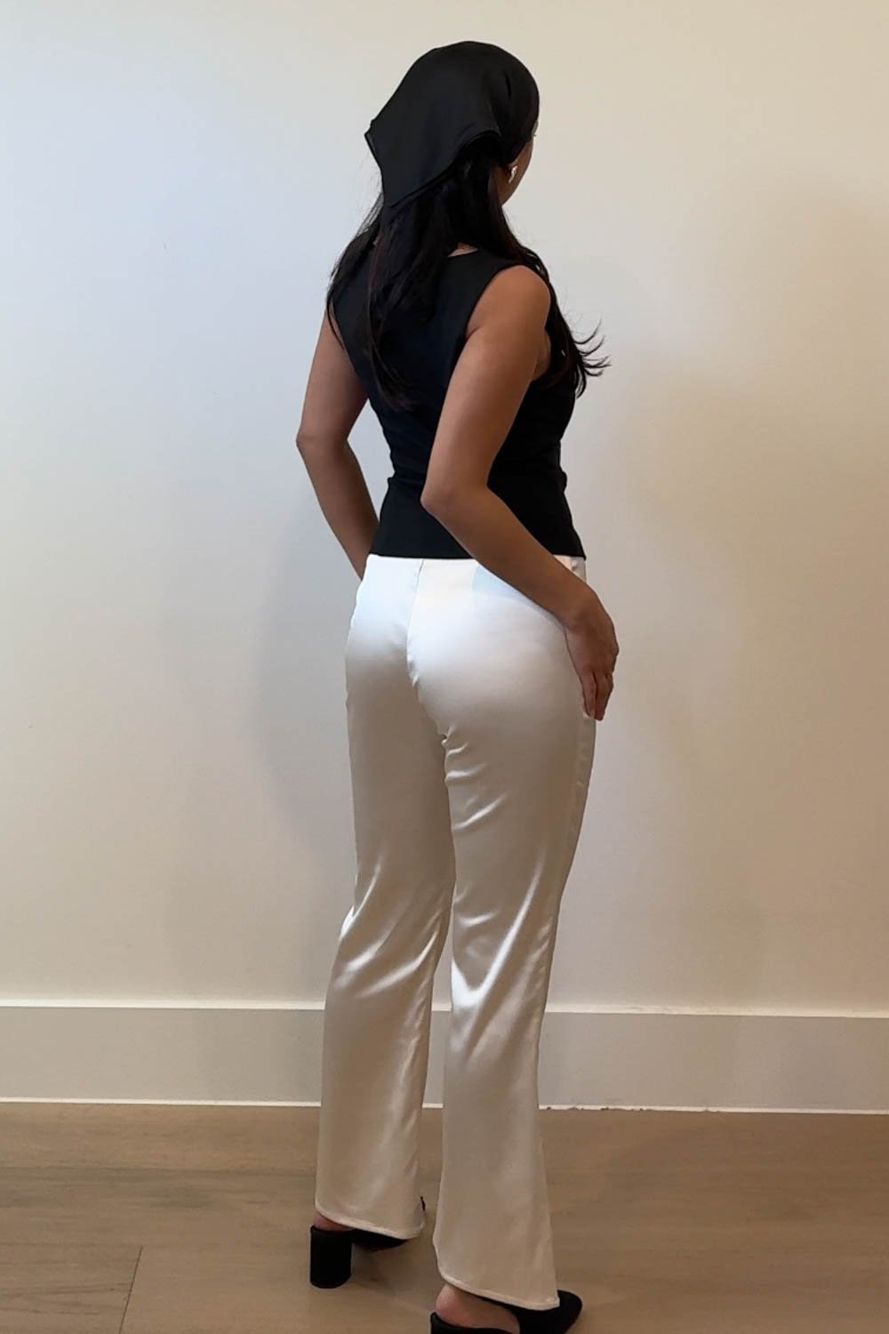 Satin Mid Rise Capri Pants