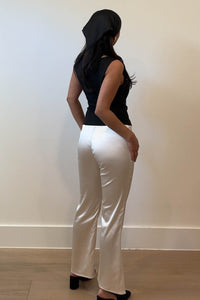 Satin Mid Rise Capri Pants