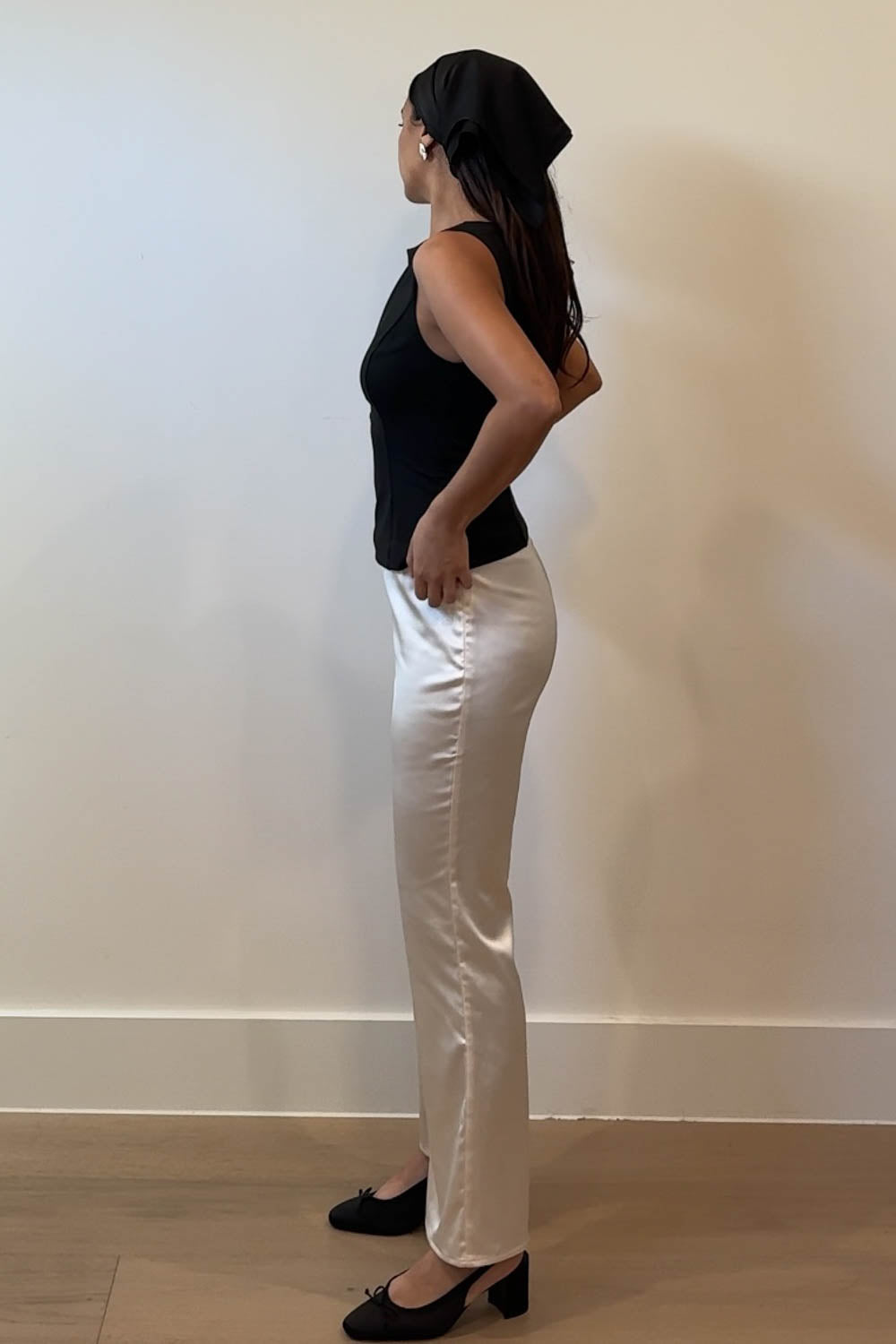 Satin Mid Rise Capri Pants