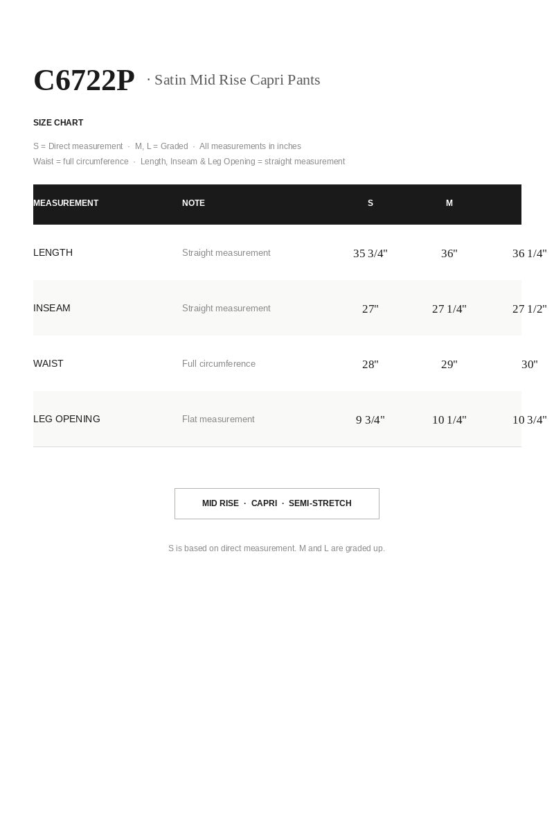 Satin Mid Rise Capri Pants