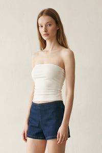 Strapless Woven Bandeau Top