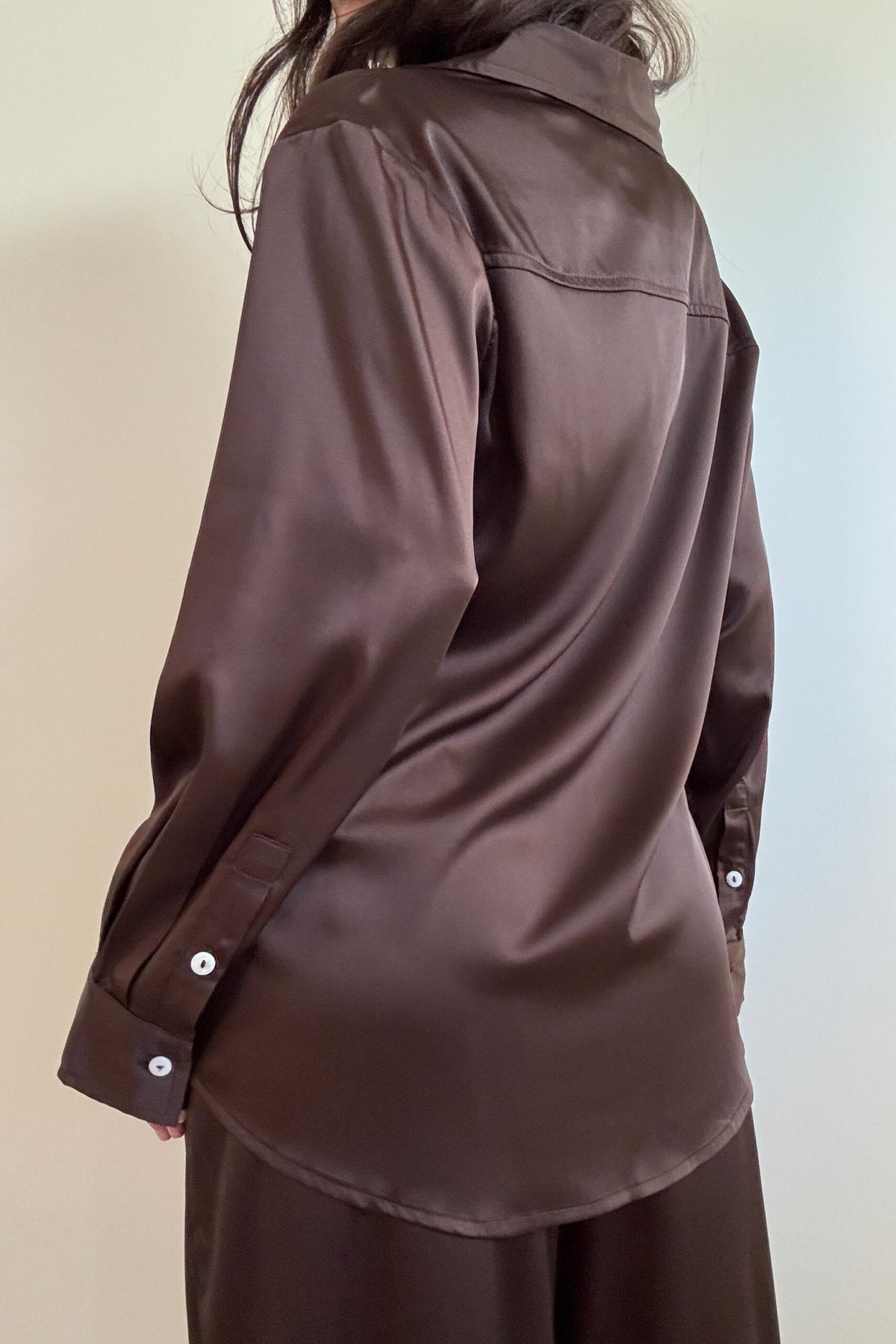 Satin Oversized Button Up Shirt