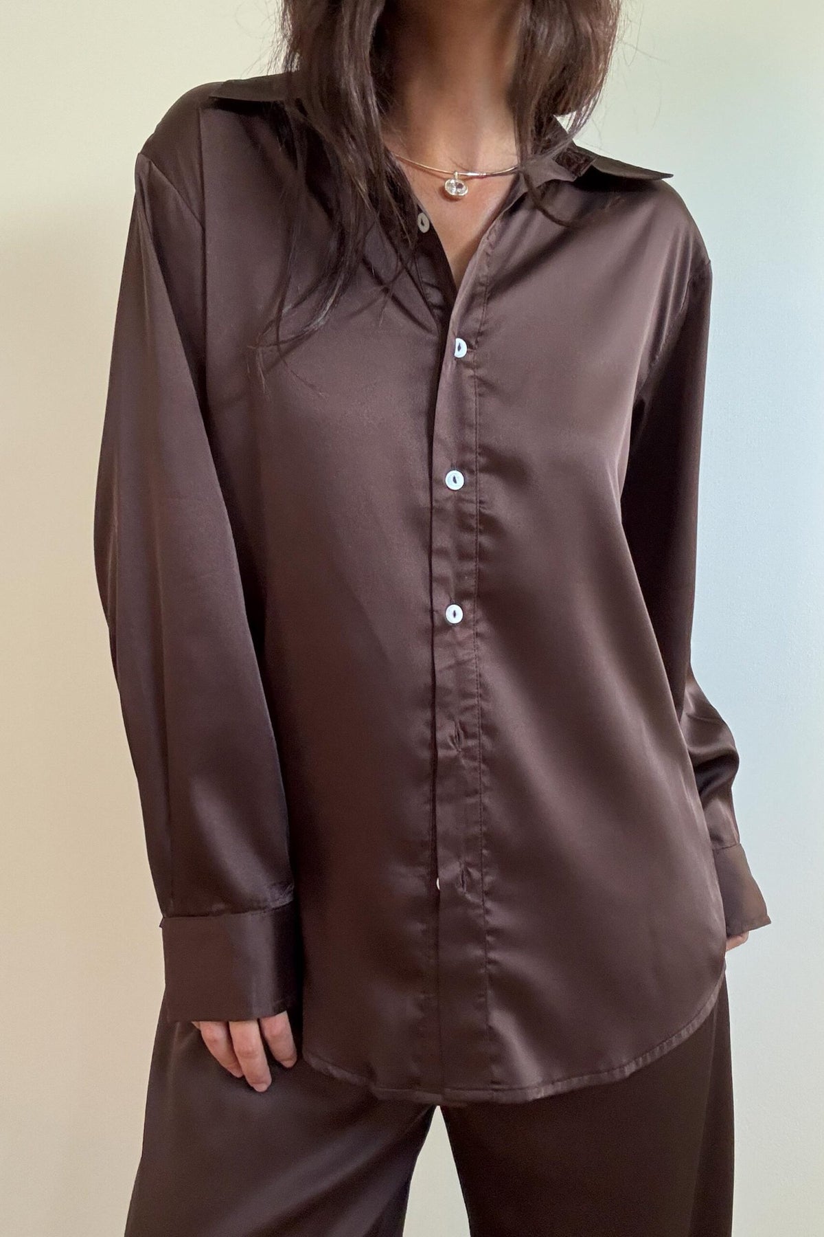 Satin Oversized Button Up Shirt