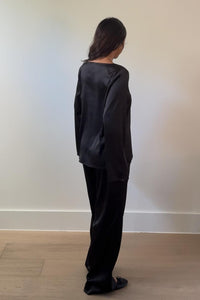 Satin Long Sleeve Top And Pants Set