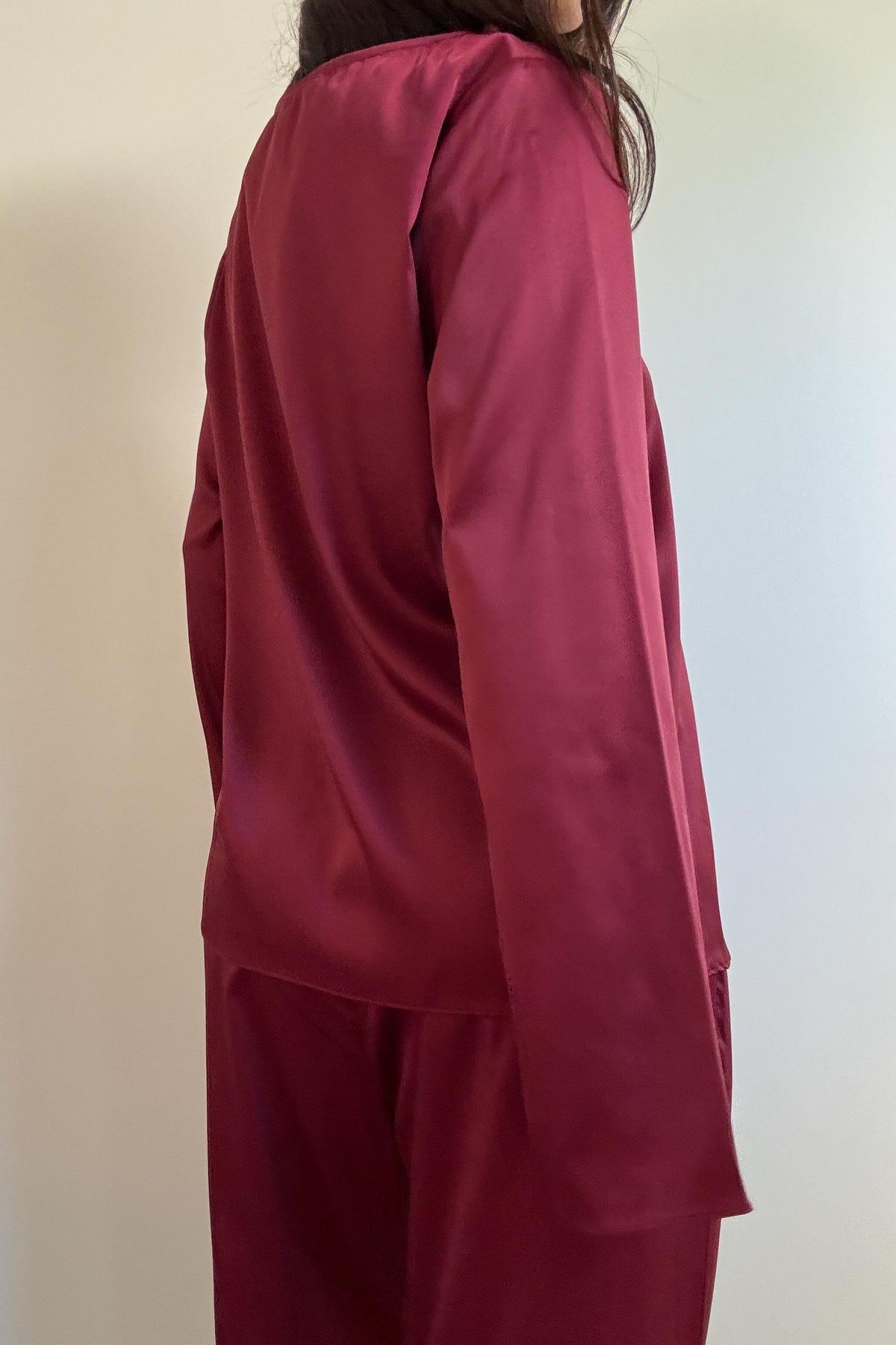 Satin Long Sleeve Top And Pants Set
