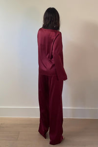 Satin Long Sleeve Top And Pants Set