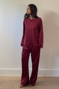 Satin Long Sleeve Top And Pants Set