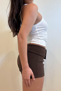 Fold Over Waist Woven Shorts