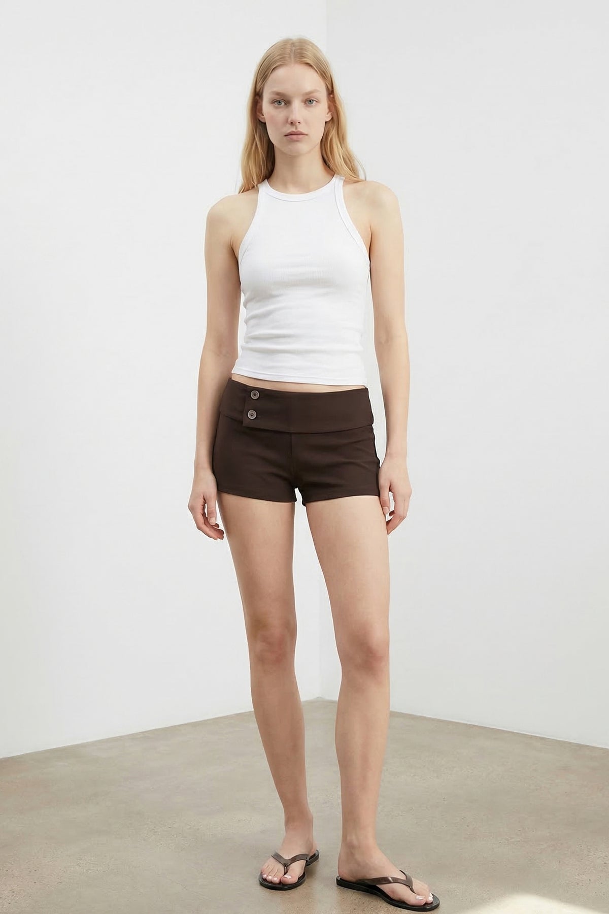 Fold Over Waist Woven Shorts