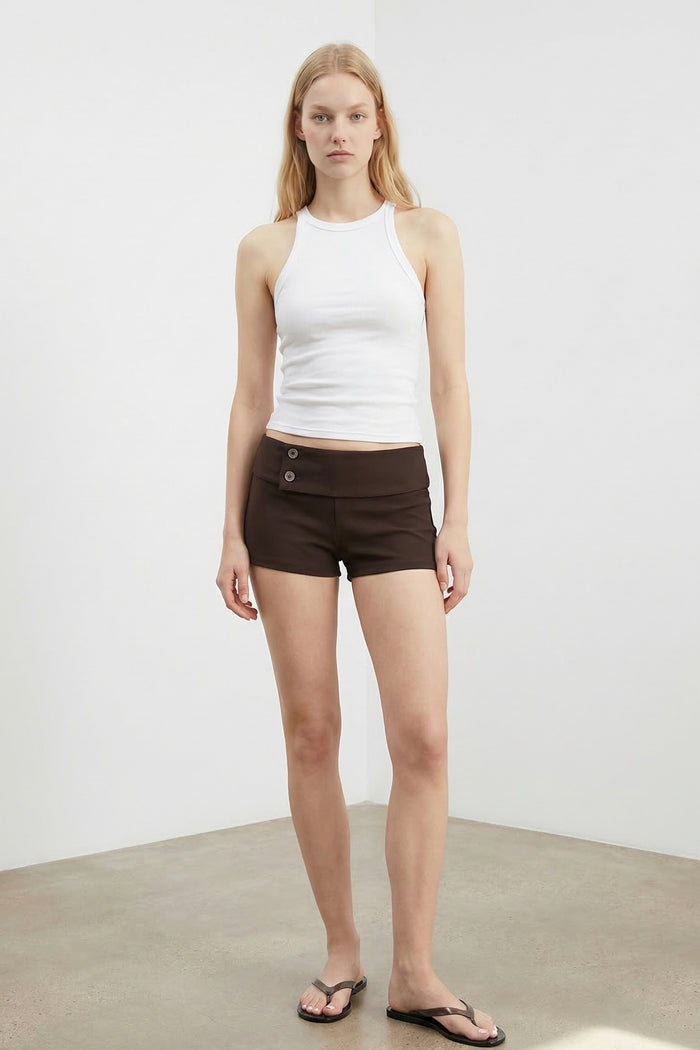Fold Over Waist Woven Shorts