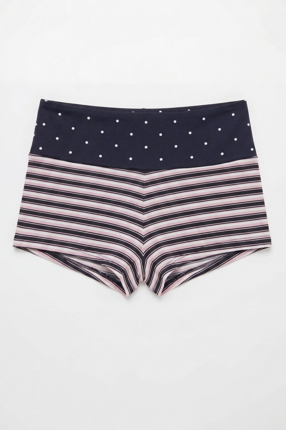 Polka Dot Foldover Striped Micro Shorts