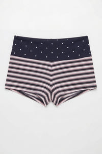 Polka Dot Foldover Striped Micro Shorts