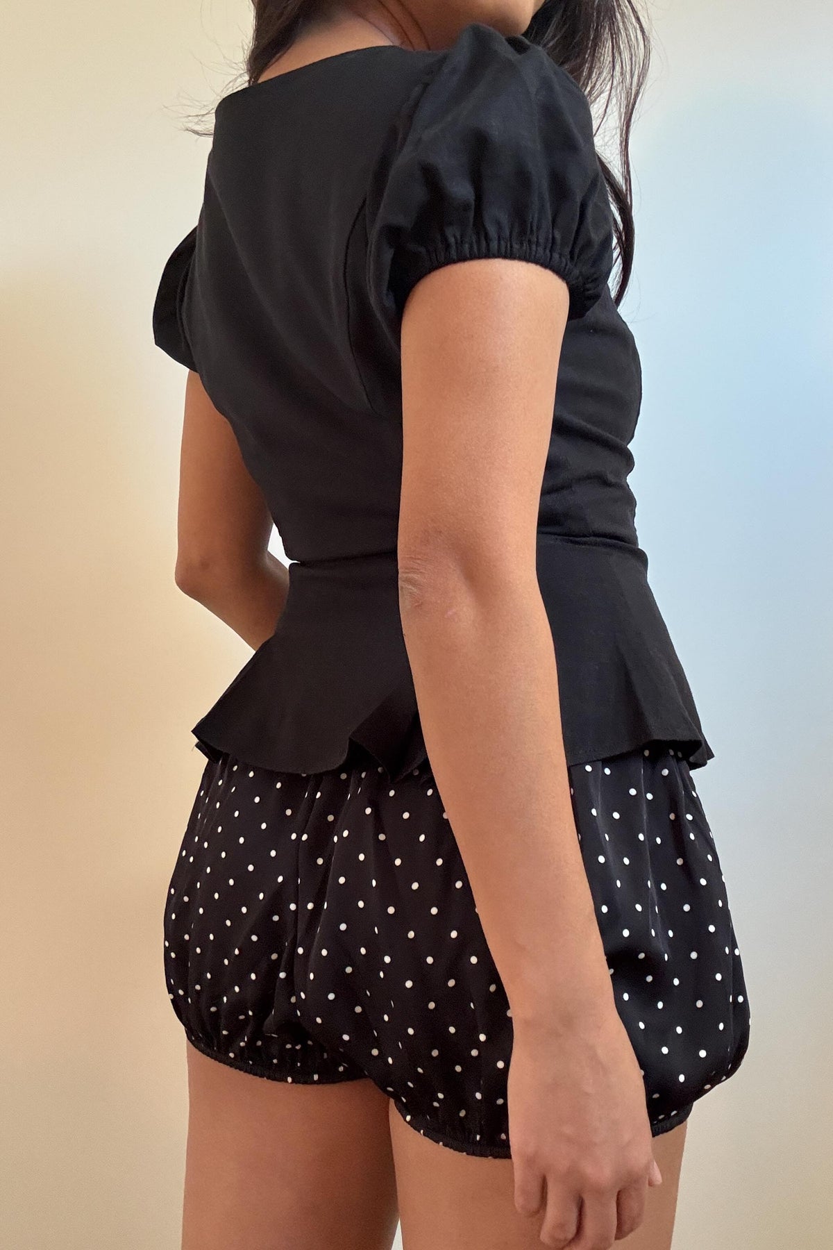 Lace Trim Puff Sleeve Blouse