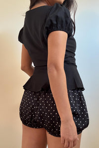 Lace Trim Puff Sleeve Blouse