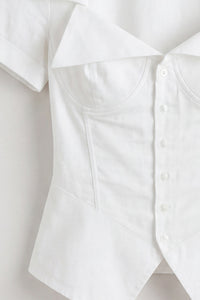 Wide Neck Collared Corset Top