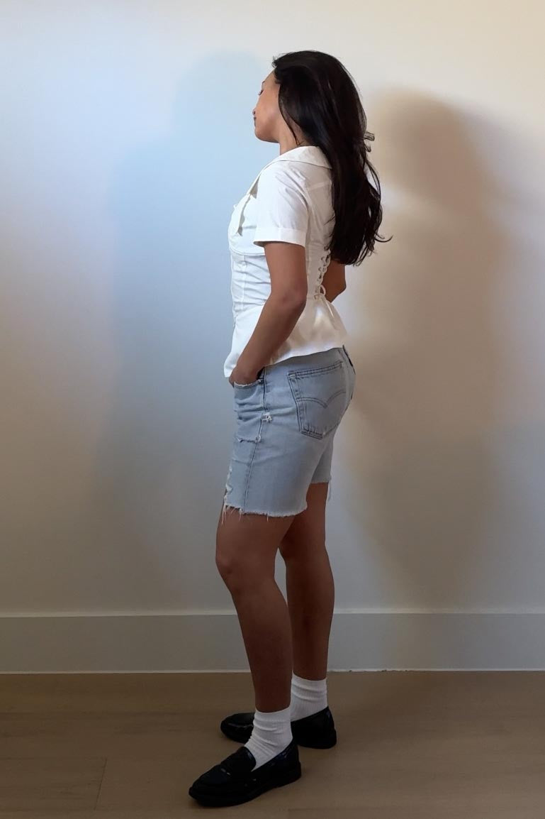 Wide Neck Collared Corset Top
