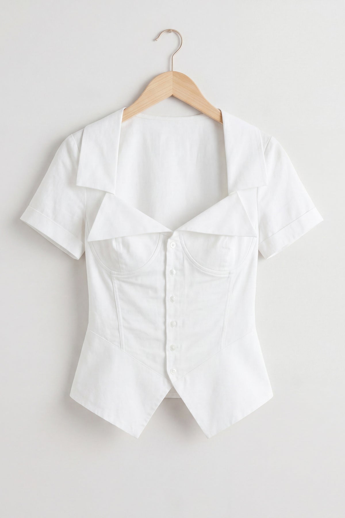 Wide Neck Collared Corset Top