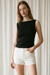 Stretch Boatneck Fitted Top